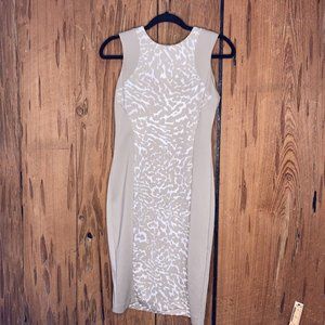 Calvin Klein Dress Women’s 4 Solid Sides Animal Print Inset Sleeveless Stretchy